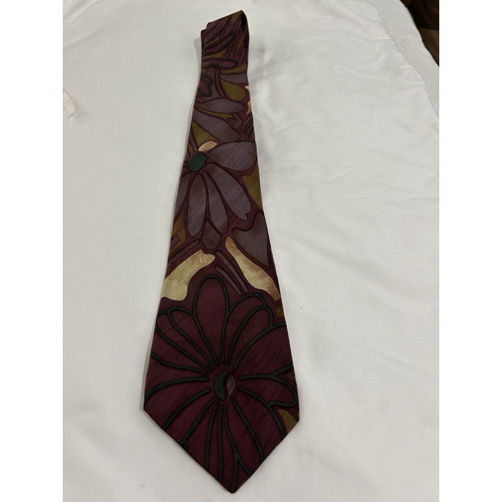 Emoda Mens Neck Tie Floral Burgundy
